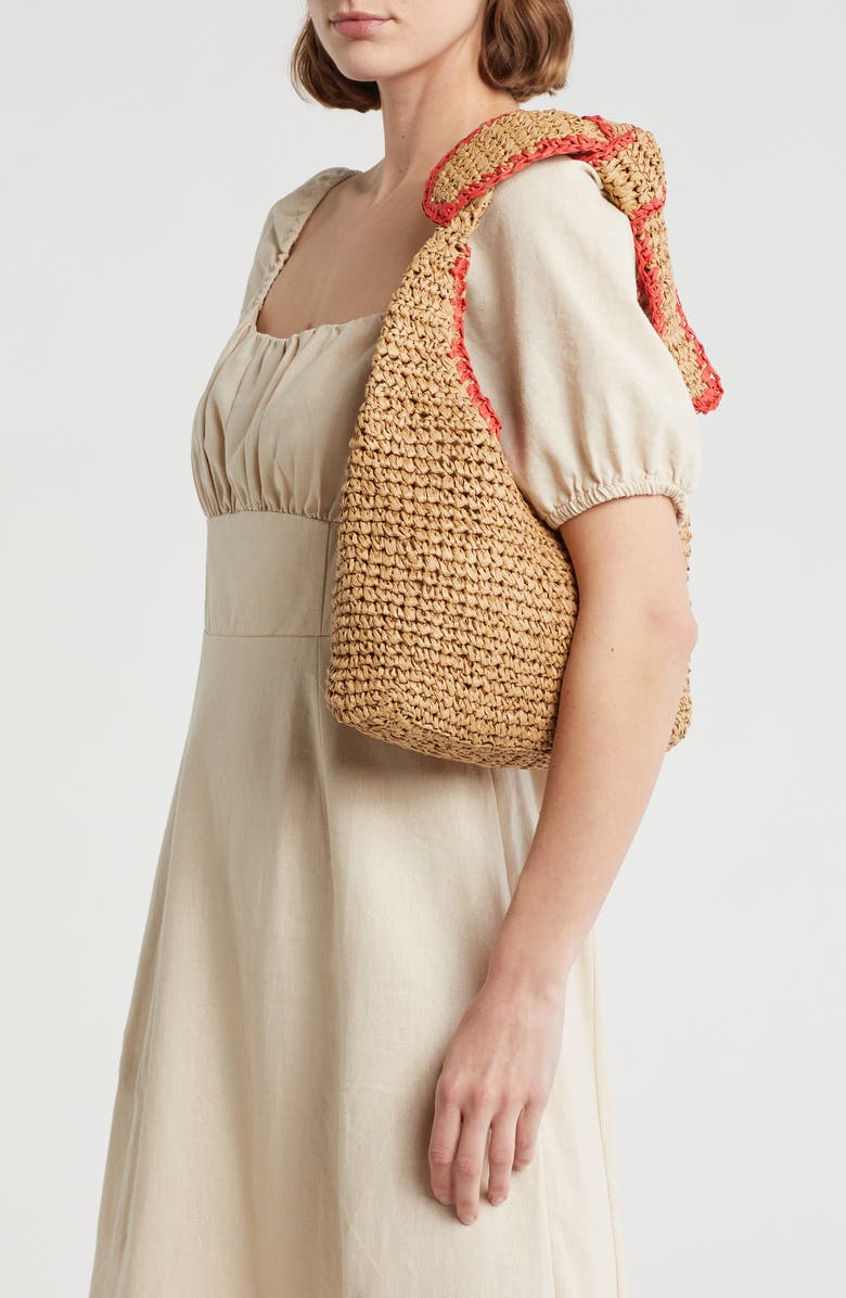 URBAN EXPRESSIONS HANDBAGS Woven Straw Knotted Strap Shoulder Bag, Alternate, color,