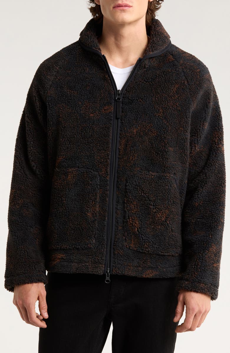 Wax London Tate Paisley High Pile Fleece Jacket, Alternate, color, Black / Brown