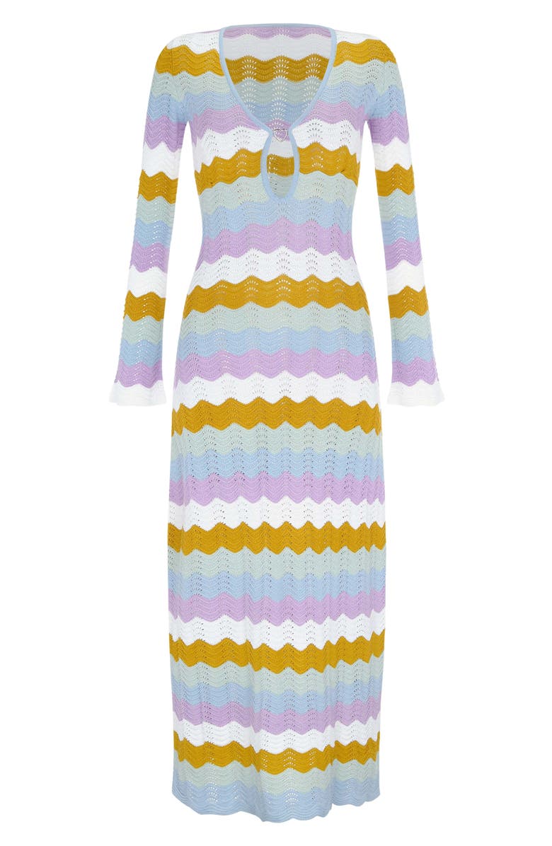 Capittana Ella Stripe Long Sleeve Knit Cover-Up Dress, Alternate, color, Multicolor Blue