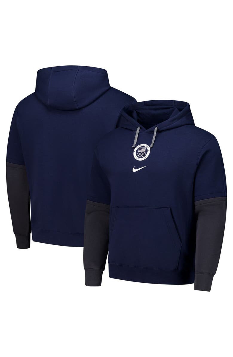 Nike Men's Nike Navy Team USA Club Color Block Pullover Hoodie, Main, color, Navy