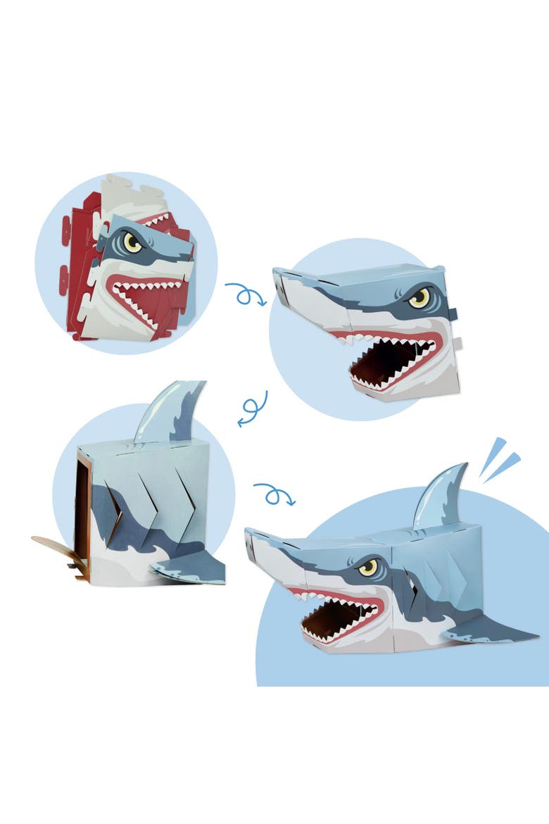 3D Shark Mask Craft for Kids (2 Pack), Easy Diy Activity for Creative Play & Family Craft Time, Alternate, color, Blue
