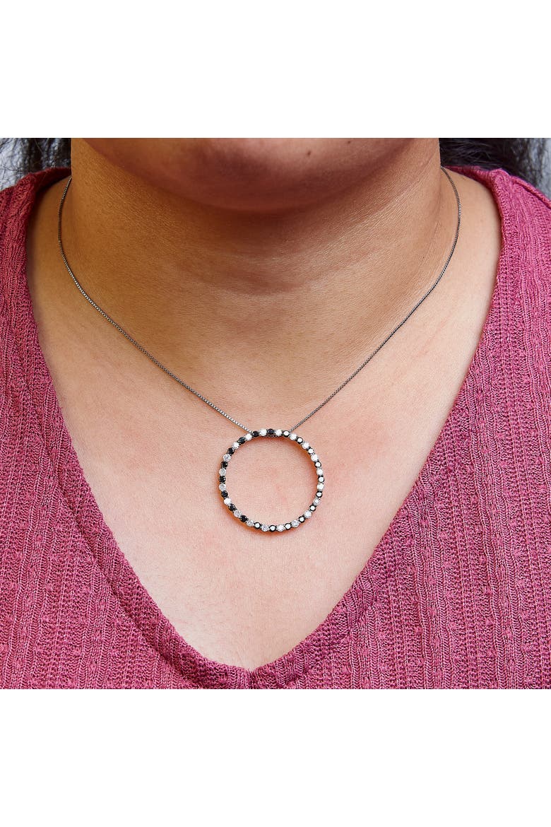 Silver 2.0 Cttw Diamond Open Hoop Circle Pendant Necklace, Alternate, color, White