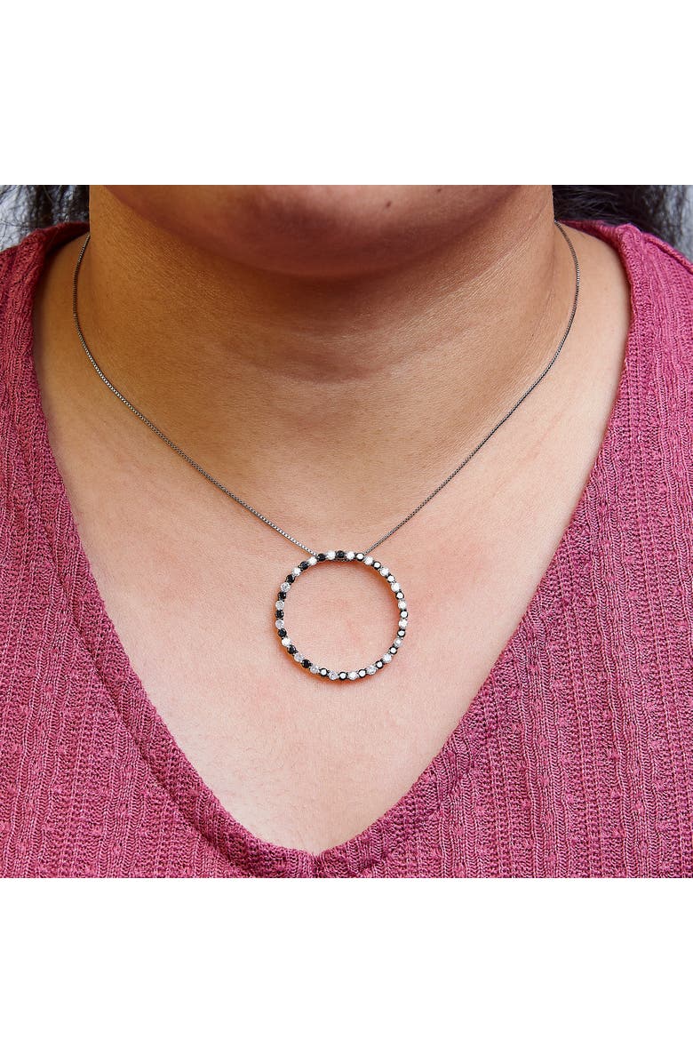 Haus of Brilliance Silver 2.0 Cttw Diamond Open Hoop Circle Pendant Necklace, Alternate, color, White