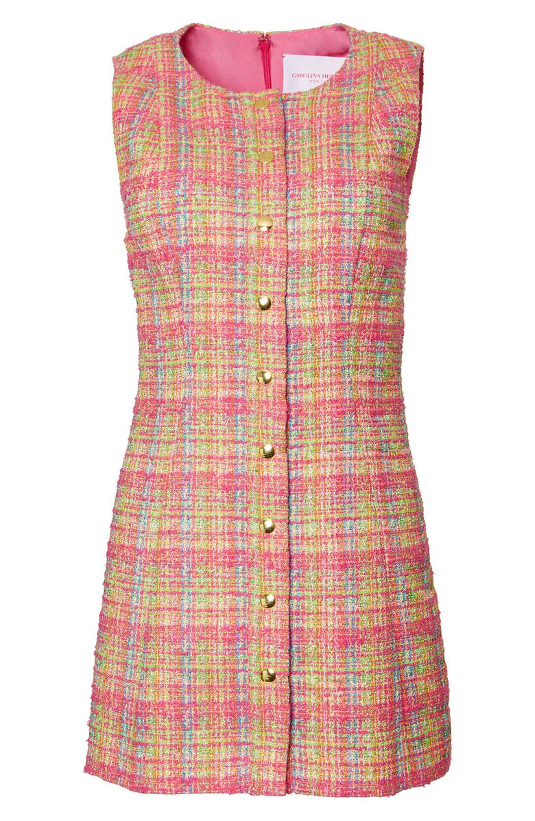 Carolina Herrera Plaid Sleeveless Tweed Minidress, Main, color,