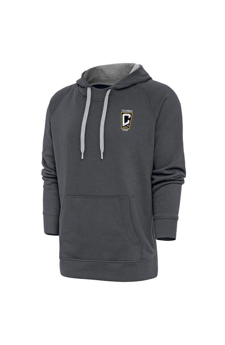 ANTIGUA Men's Antigua Charcoal Columbus Crew Logo Victory Pullover Hoodie, Main, color, Charcoal