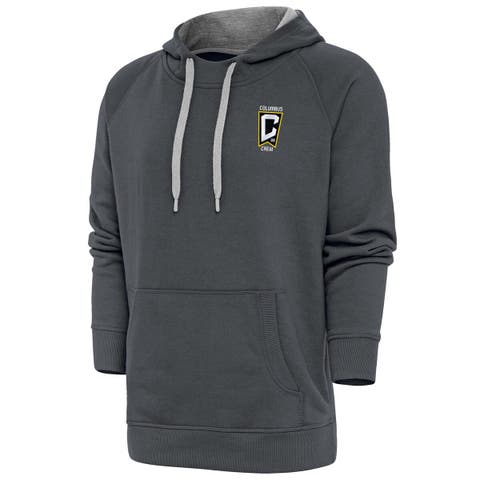 Men's Antigua Charcoal Columbus Crew Logo Victory Pullover Hoodie