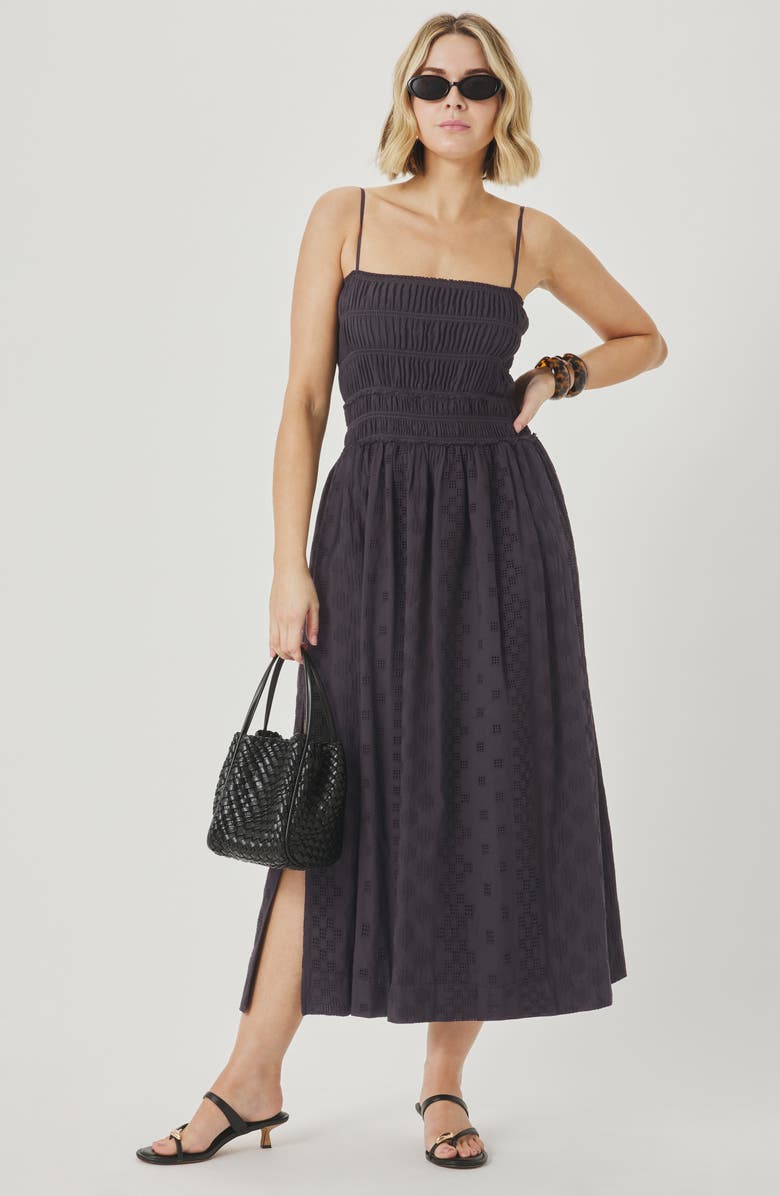 Splendid Kenzie Eyelet Sleeveless Maxi Dress, Alternate, color, Lead Grey