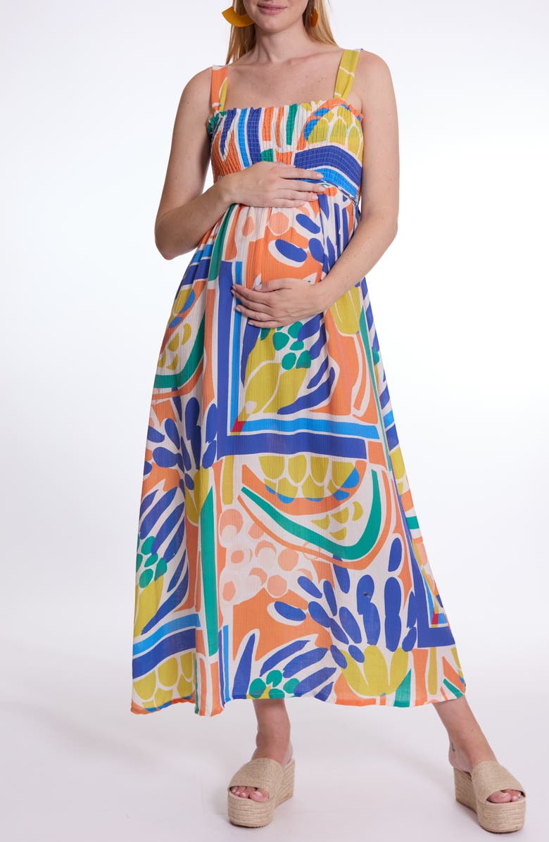 Cache Coeur Naïade Maternity and Nursing Maxi Dress, Alternate, color, Orange Multicolor