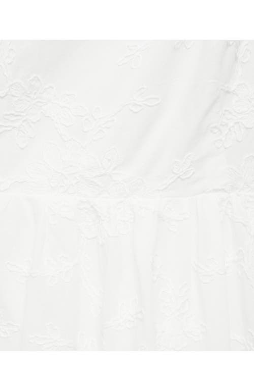 Shop Mango Floral Embroidered Tiered Cotton Midi Dress In White