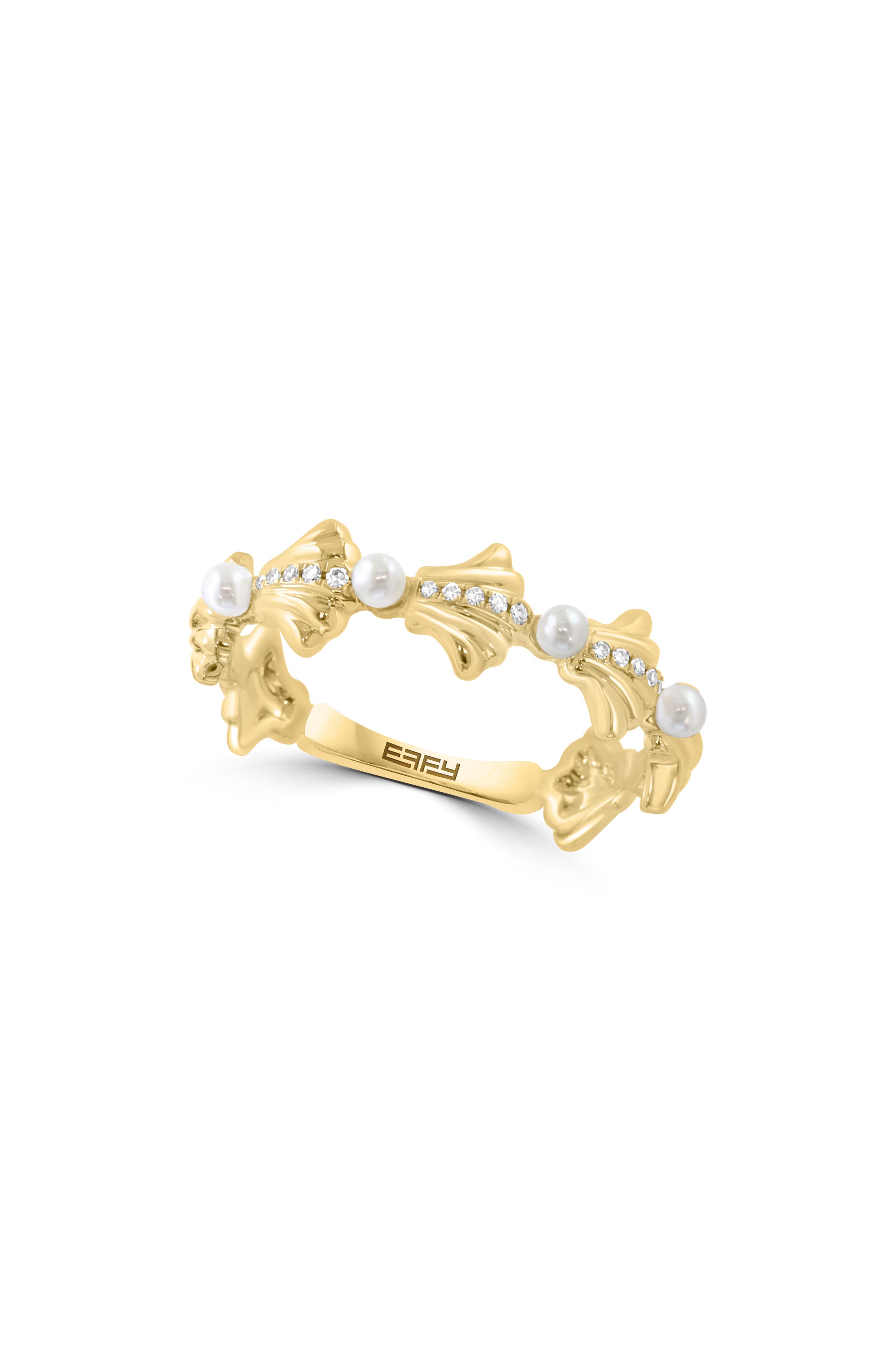 Diamond and Freshwater Pearl Band Ring