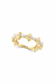 Diamond and Freshwater Pearl Band Ring