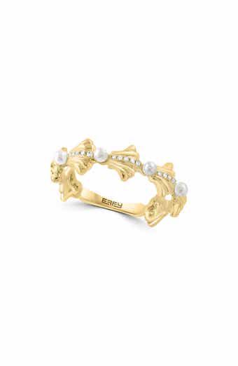 Diamond and Freshwater Pearl Band Ring
