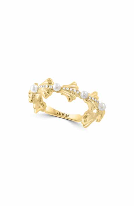 Diamond and Freshwater Pearl Band Ring