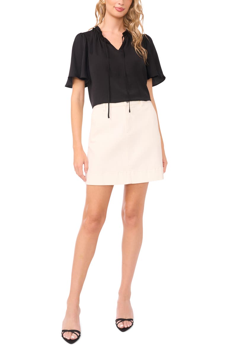 Tie Neck Top, Alternate, color, RICH BLACK