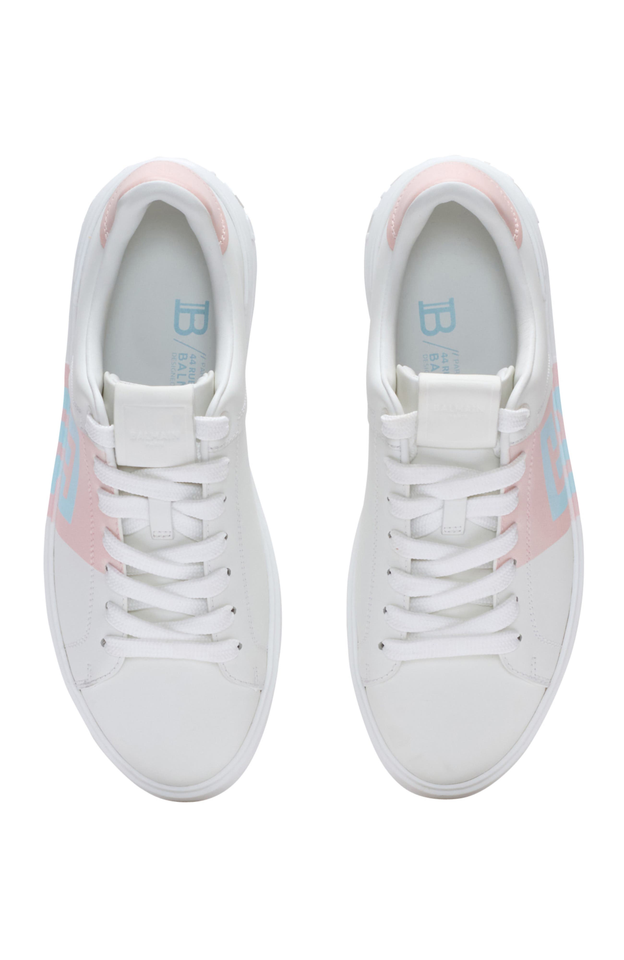 Balmain B-Court Trainers In Calfskin With Pb Logo, Alternate, color, 