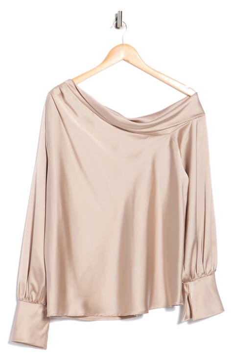 Drop Shoulder Satin Top (Plus)