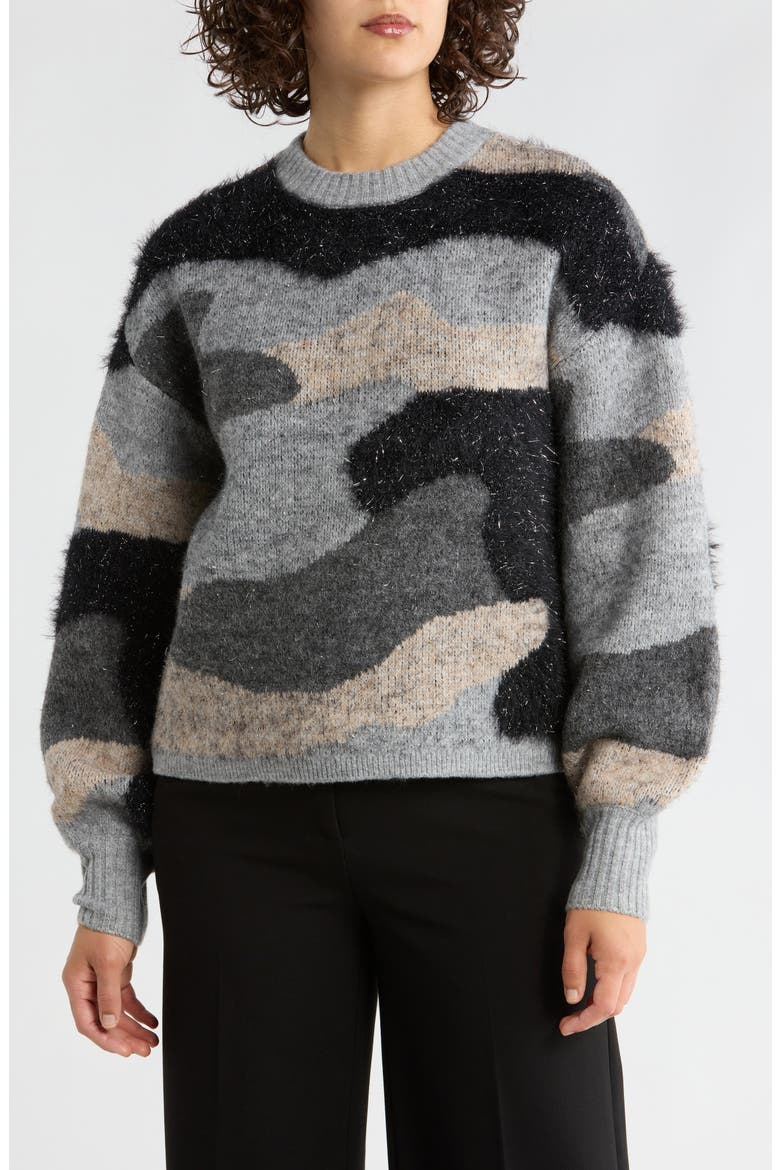 Camo Pullover Sweater, Main, color, GREY COMBO