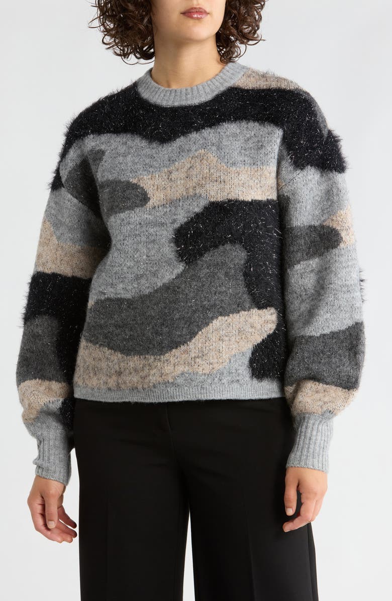 Vigoss Camo Pullover Sweater, Main, color, Grey Combo