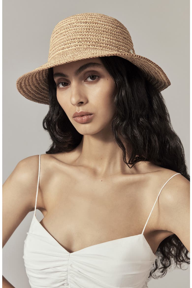 Evadine Packable Raffia Sun Hat, Alternate, color, NATURAL/ NOUGAT