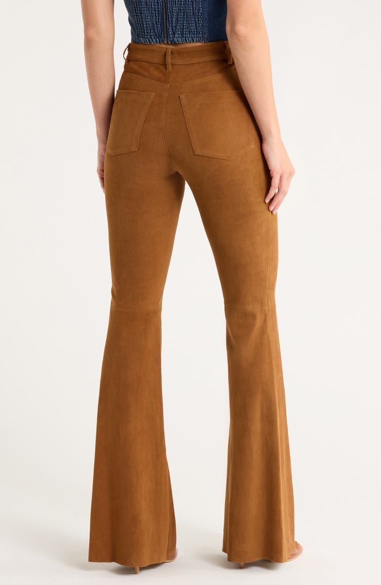 Alice + Olivia Brent High Waist Suede Flare Pants, Alternate, color, Camel