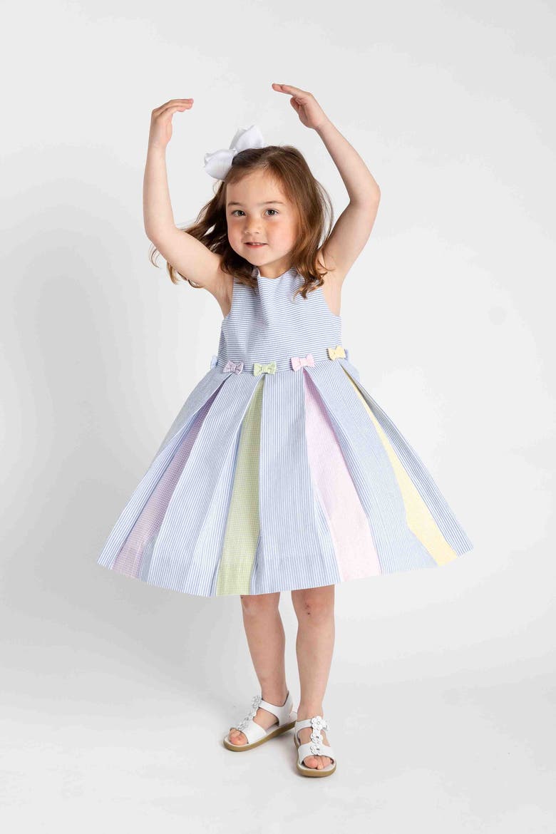 Multicolor Seersucker Pleated Dress, Alternate, color, Multi