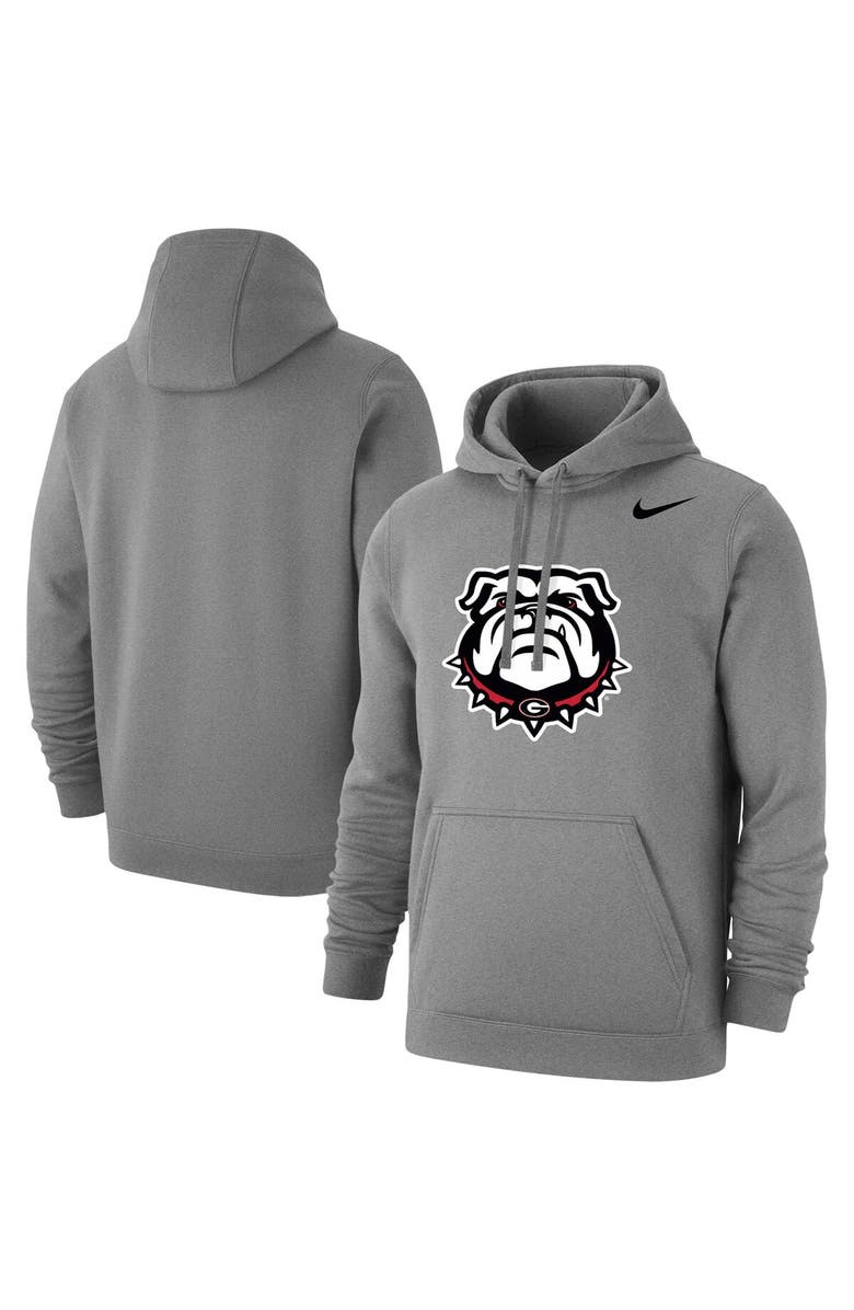Nike Men's Nike Heather Gray Georgia Bulldogs Logo Club Pullover Hoodie, Main, color, 