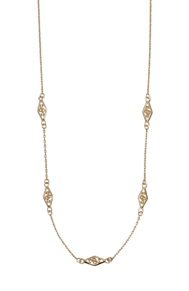Argento Vivo Sterling Silver Filigree Station Necklace, Main, color, Gold