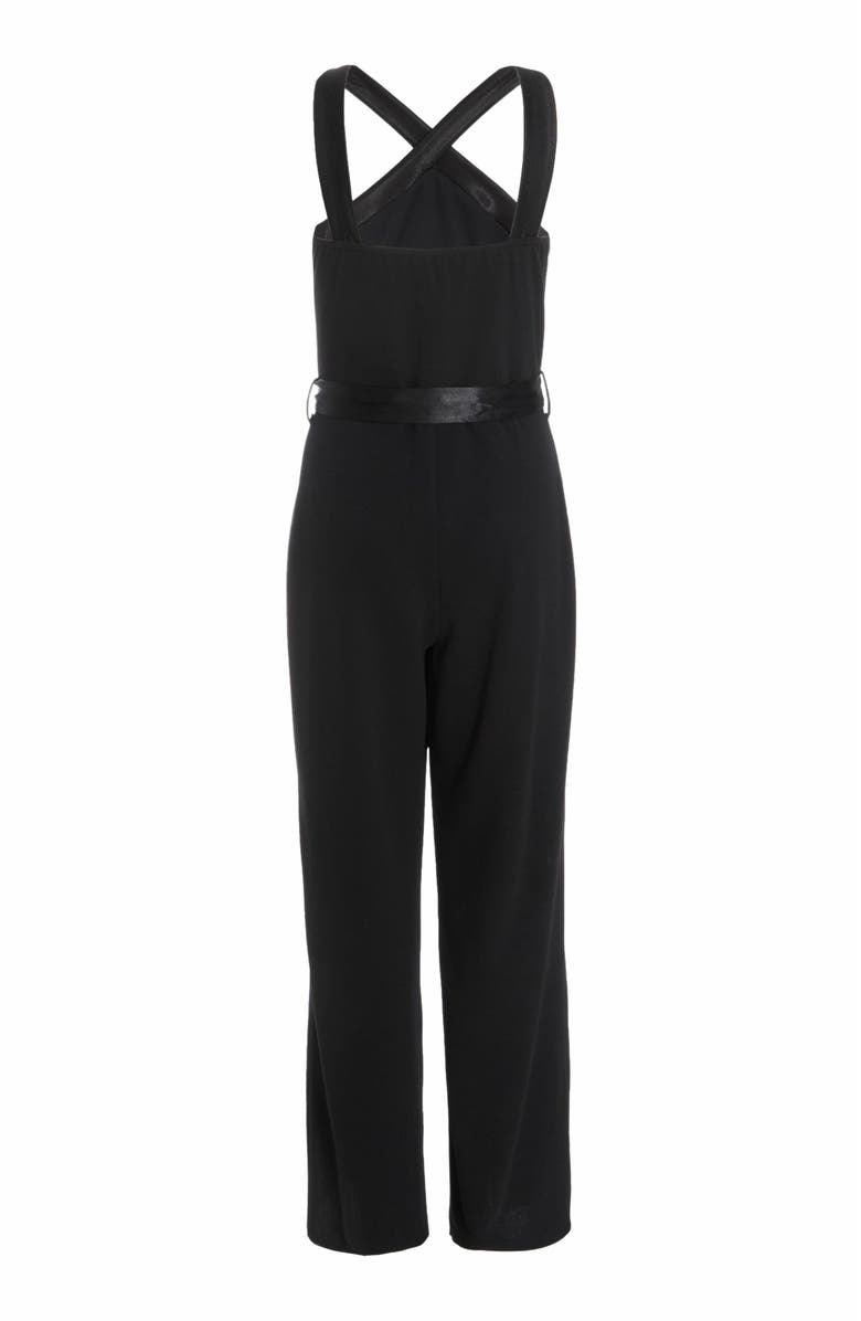 QUIZ Scuba Crepe Halter Jumpsuit with Satin Trim, Alternate, color, 