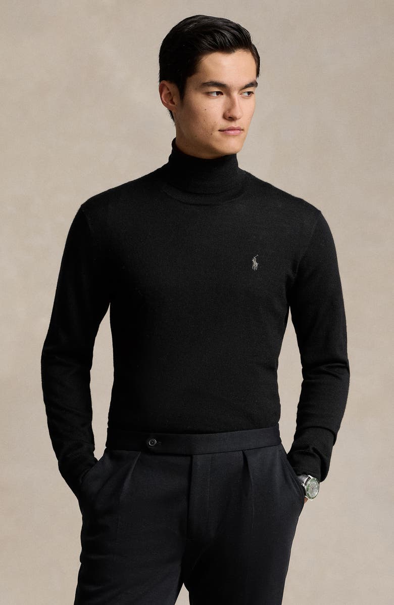 Polo Ralph Lauren Merino Wool Turtleneck Sweater, Alternate, color, Polo Black