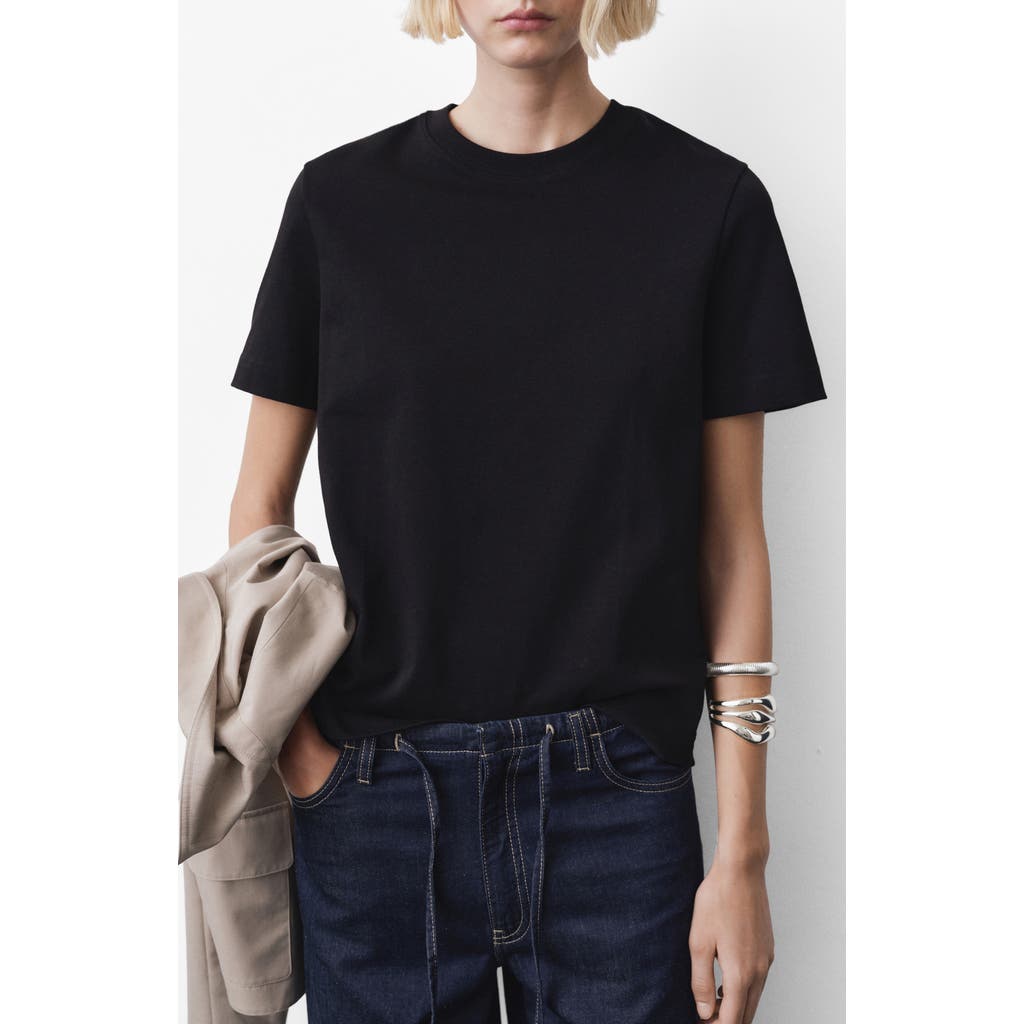 Mango Cotton T-shirt In Black