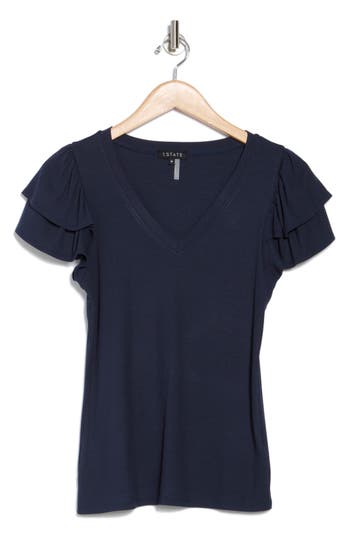 1.state Flutter Sleeve Rib Top In Indigo Night