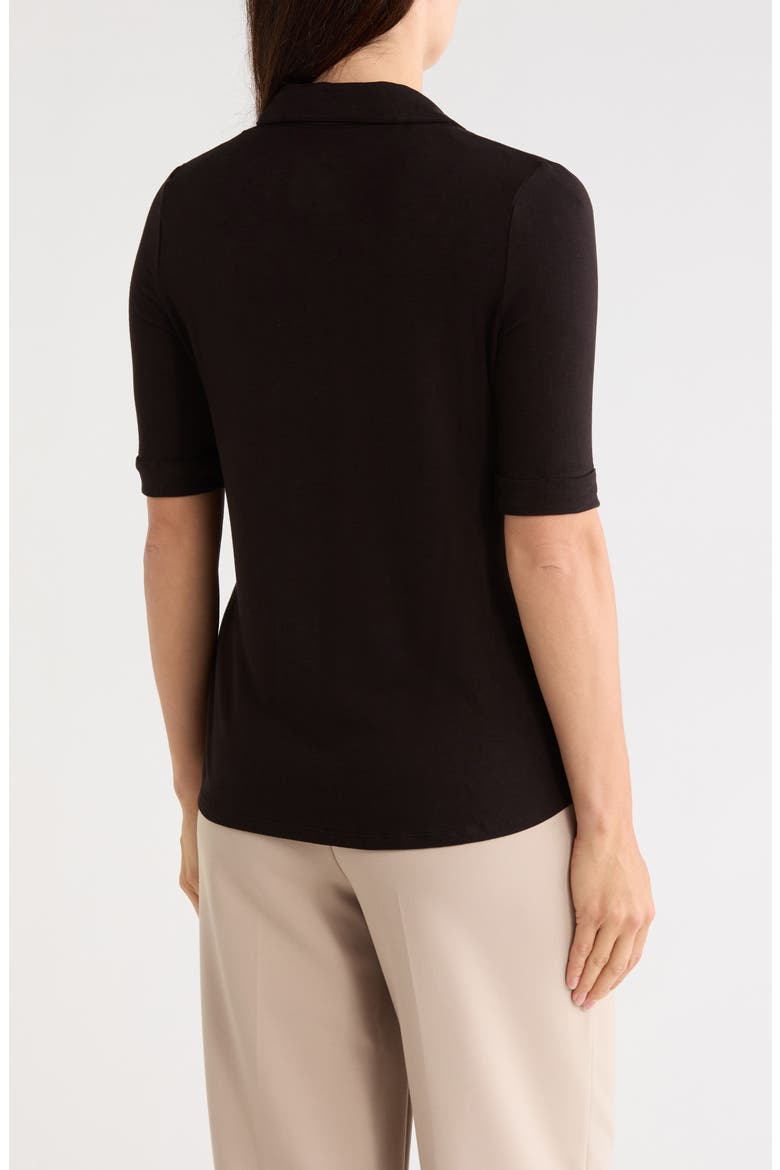 Cuffed Sleeve Button-Up Top, Alternate, color, BLACK