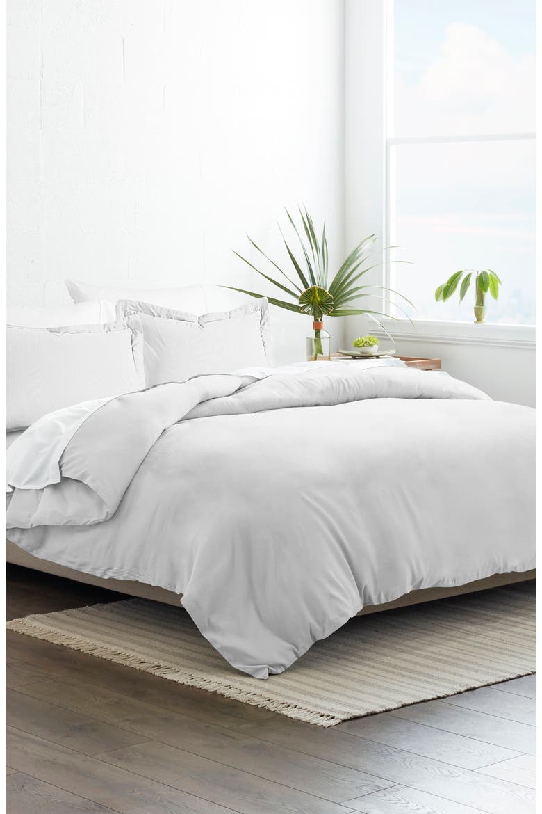 Home Spun Premium Ultra Soft Pinstriped Pattern 3-Piece Duvet Cover Set, Alternate, color, LIGHT GRAY