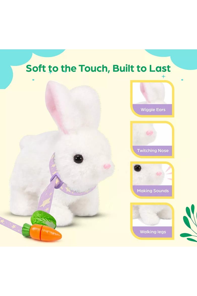 Interactive Easter Plush Bunny Toy Set with Spinner Egg, Alternate, color, White