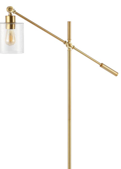 Jonathan Y Designs Kathryn Classic 60 Iron Seeded Glass Adjustable Head Modern Led Floor Lamp In Brass Gold