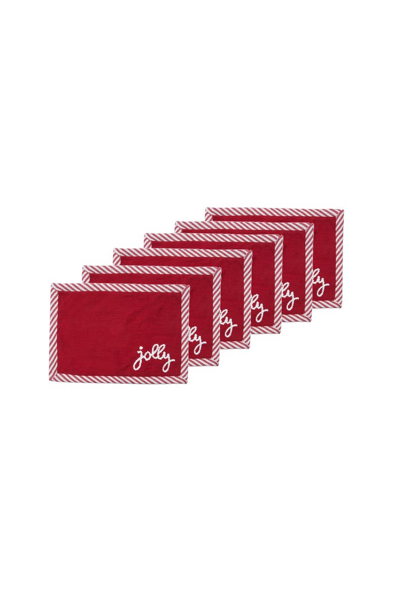 Jolly Tufted Placemats Set of 6, 14" x 20", Main, color, Red