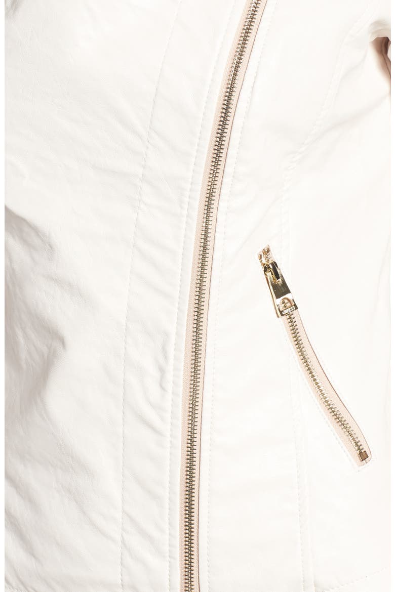 Asymmetrical Faux Leather Jacket, Alternate, color, BABY PINK/ WHITE