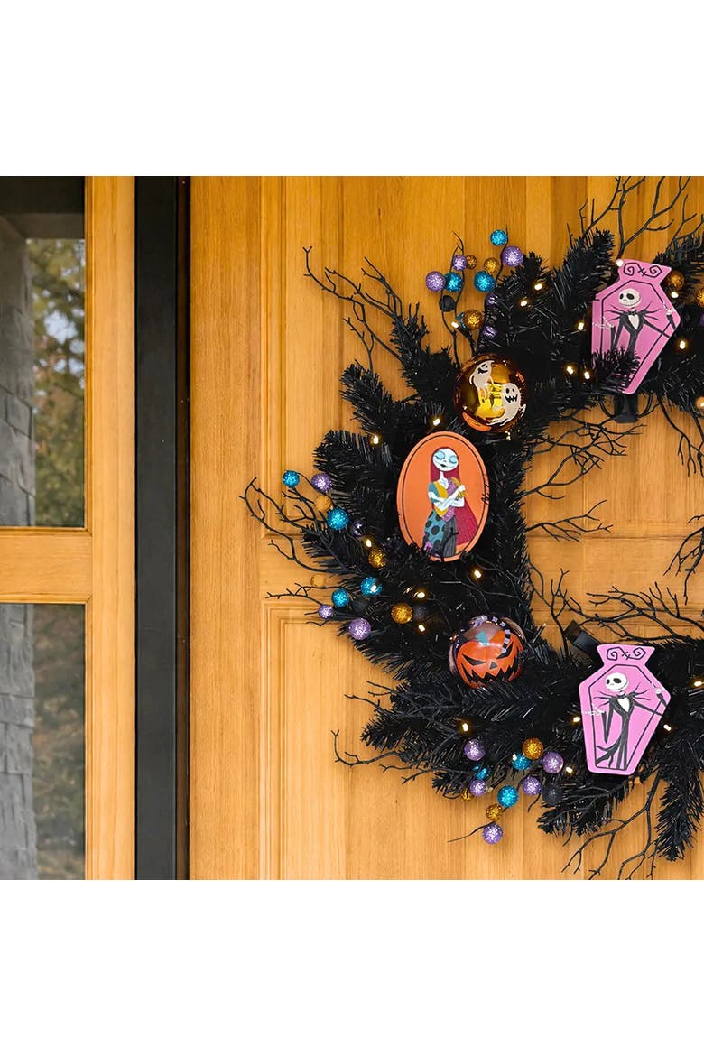 Disney The Nightmare Before Christmas 26" Pre-Lit Halloween Wreath, Alternate, color, Orange, Pink, Black
