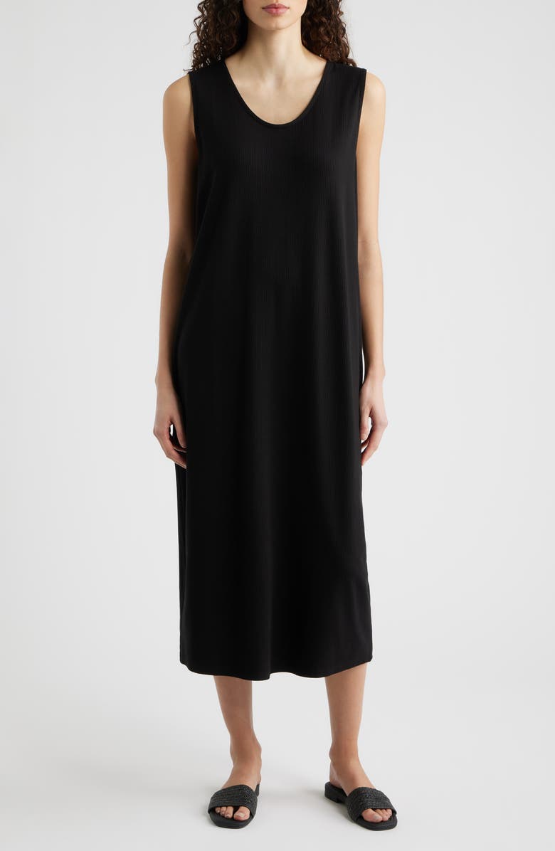 Eileen Fisher Sleeveless Shift Dress, Main, color, Black