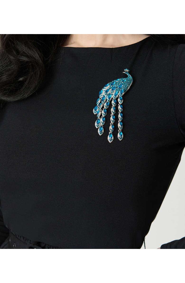 Unique Vintage Brooch Maxi Dress, Alternate, color, Black W/Embellishment