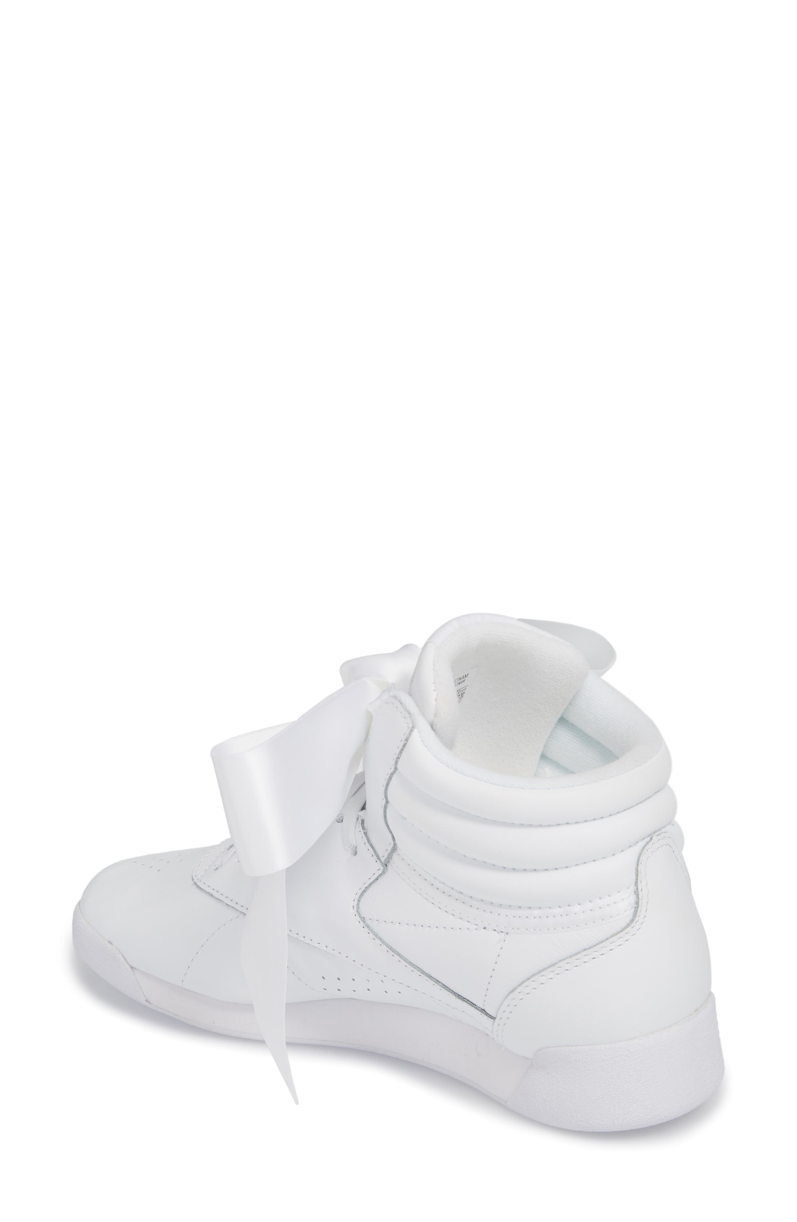 Reebok Freestyle Hi Satin Bow Sneaker, Alternate, color, 