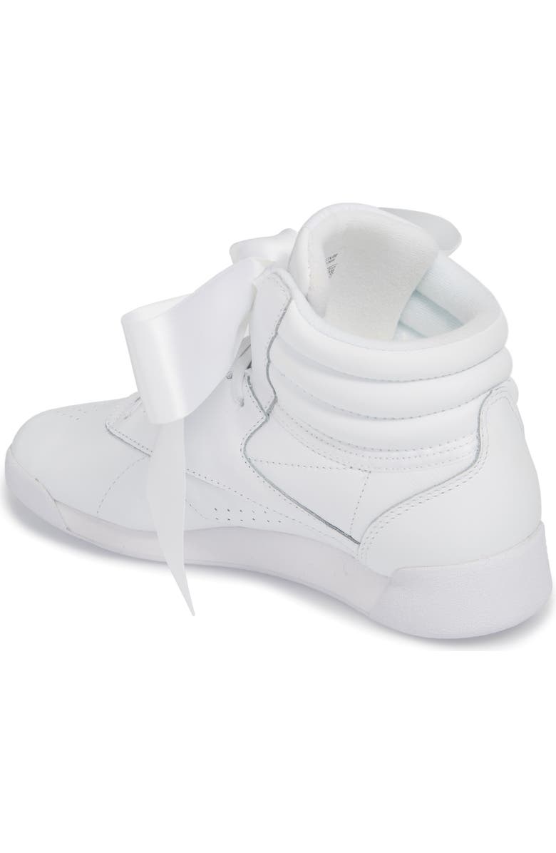 Reebok Freestyle Hi Satin Bow Sneaker, Alternate, color,