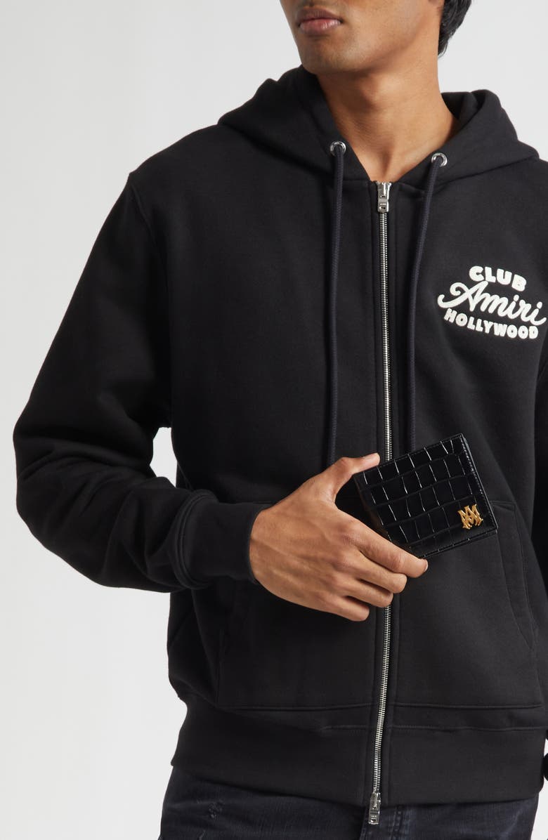 AMIRI MA Icon Croc Embossed Leather Bifold Wallet, Alternate, color, Black