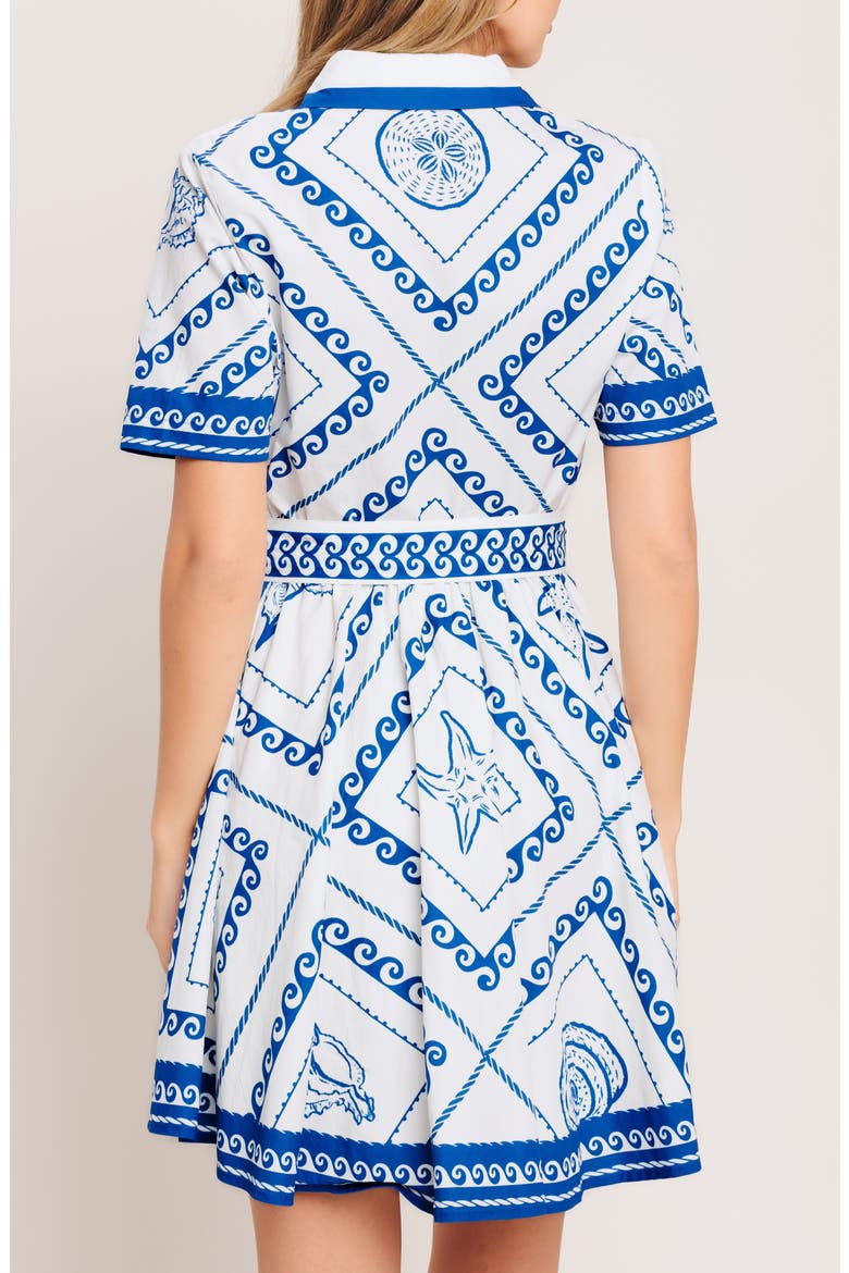 Printd Belted Shirtdress, Alternate, color, WHITE/ BLUE