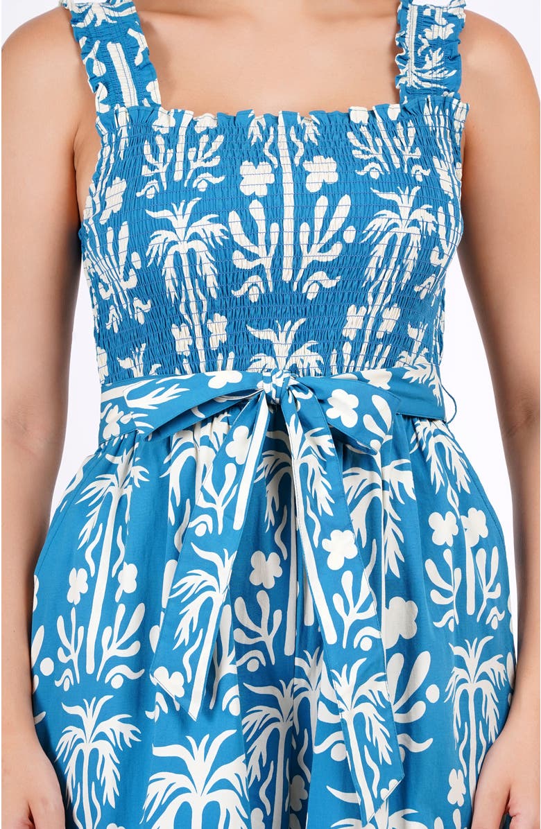 Leota Janet Cropped Jumpsuit, Alternate, color, Palm Fields Mykonos Blue