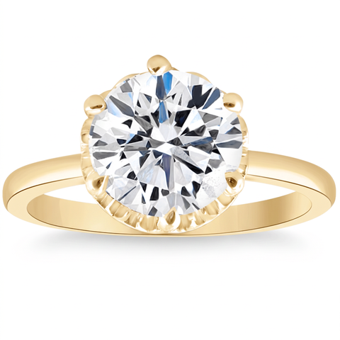 3Ct Round Cut Certified Lab Grown Diamond Engagement Ring or Gold