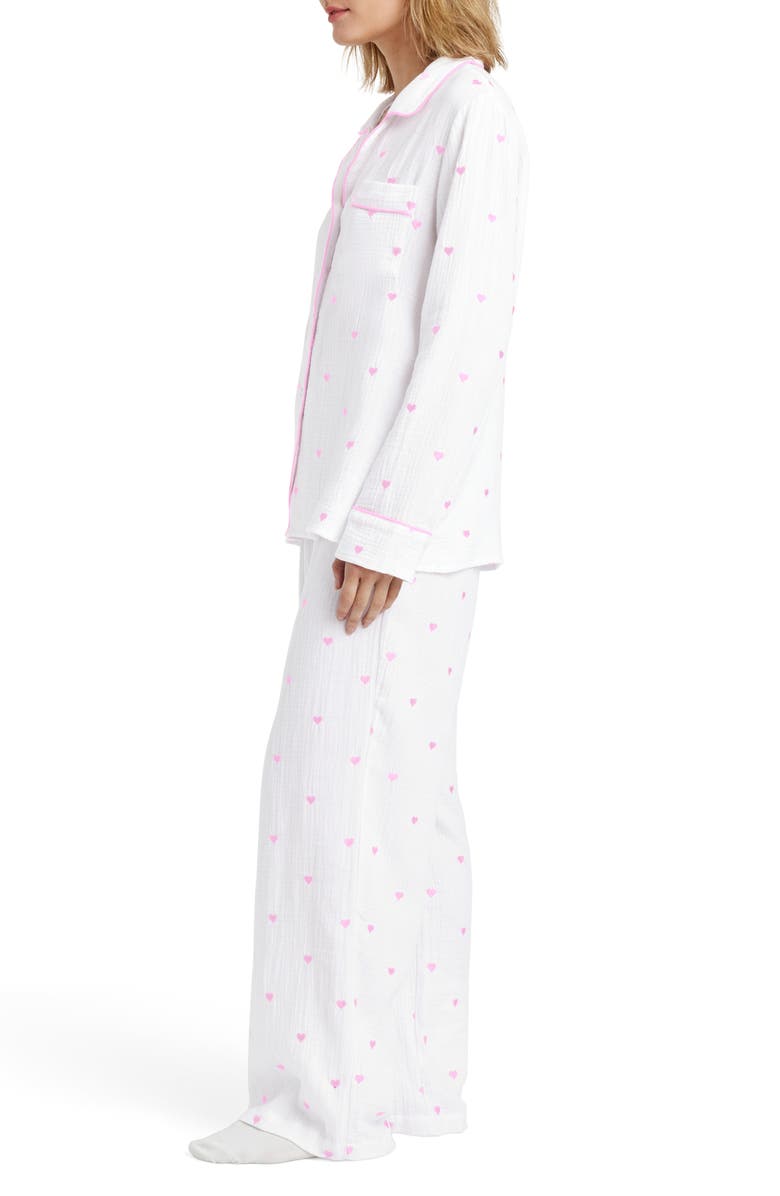 Splendid Lottie Love Cotton Gauze Pajamas, Alternate, color, White/ Raspberry Ice