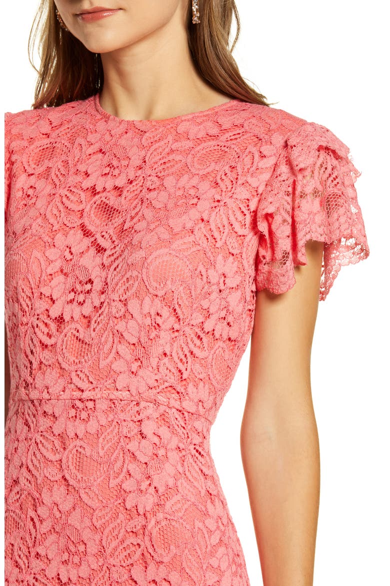 Lace Midi Dress, Alternate, color, PINK STRAWBERRY