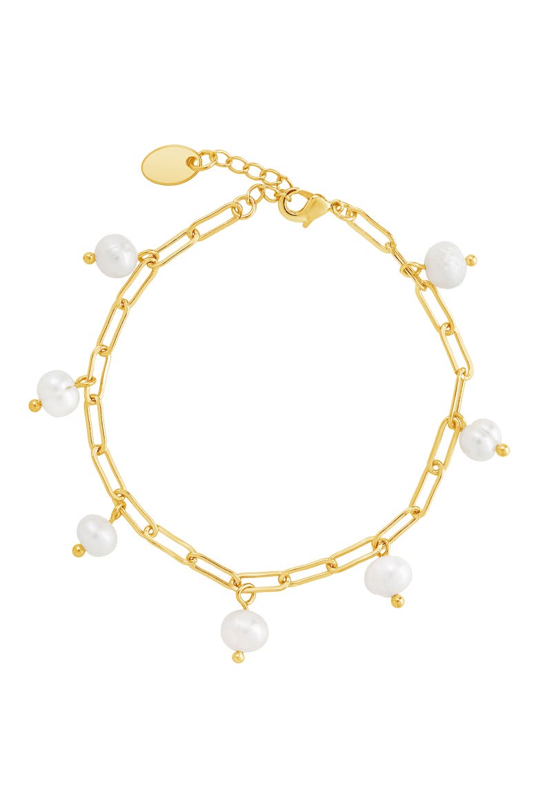 Dangling Pearl Linked Bracelet, Main, color, GOLD