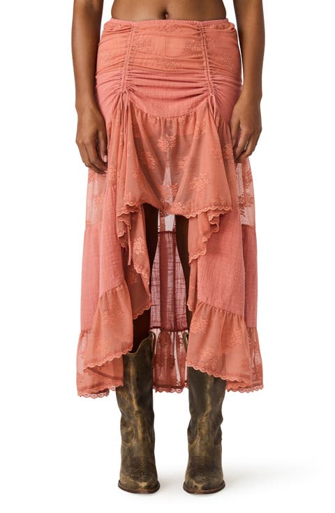 Allesandria Lace Detail High Low Skirt